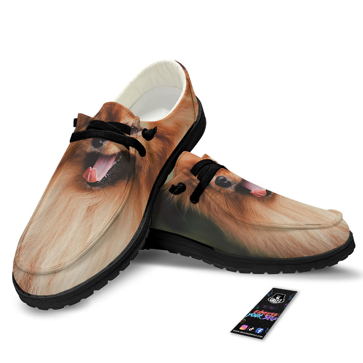 Portrait Vintage Pomeranian Black Loafers-grizzshop