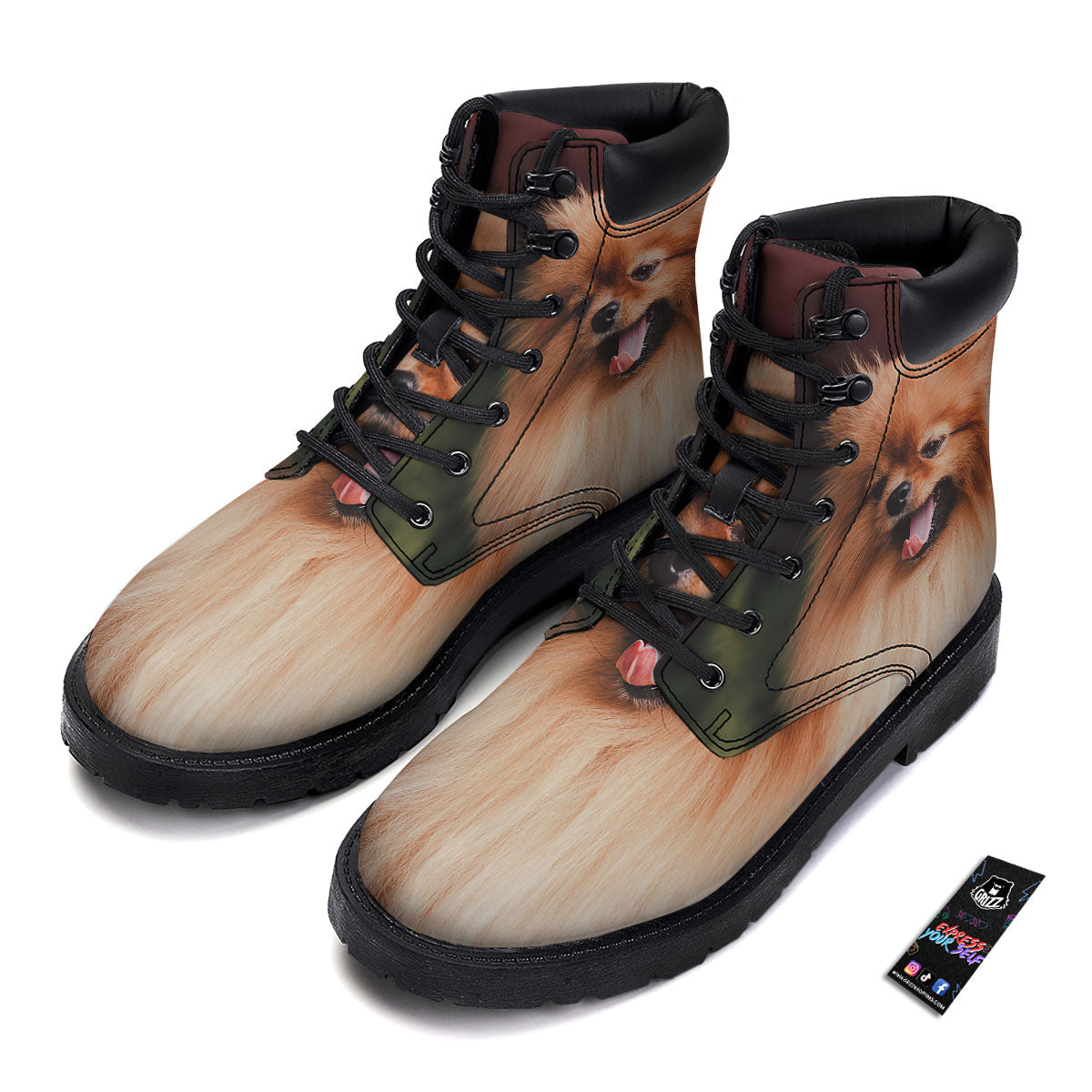 Portrait Vintage Pomeranian Boots-grizzshop