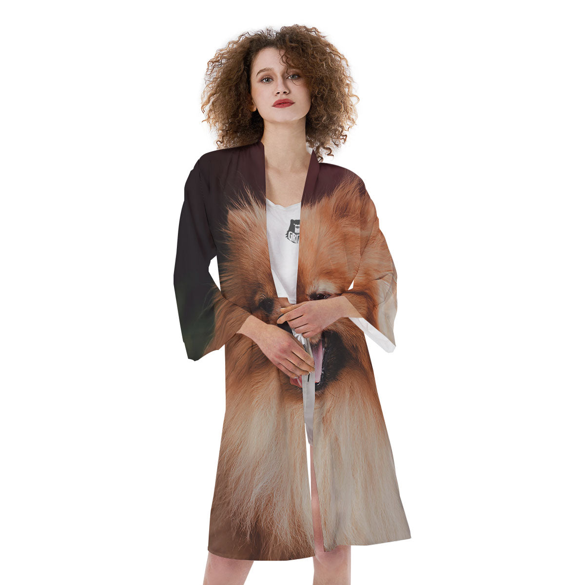 Portrait Vintage Pomeranian Kimono-grizzshop
