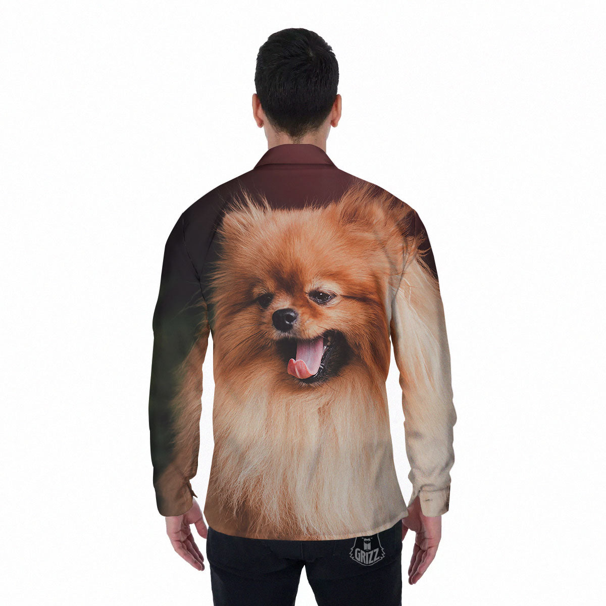 Portrait Vintage Pomeranian Men's Long Sleeve Shirts-grizzshop