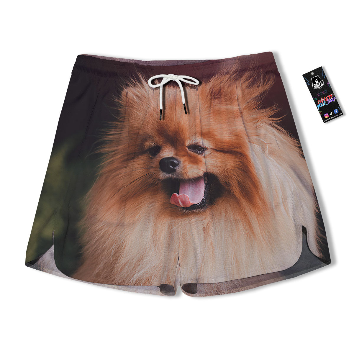 Portrait Vintage Pomeranian Men's Running Shorts-grizzshop