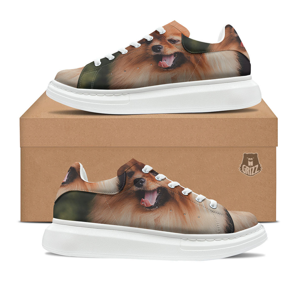 Portrait Vintage Pomeranian Platform Shoes-grizzshop