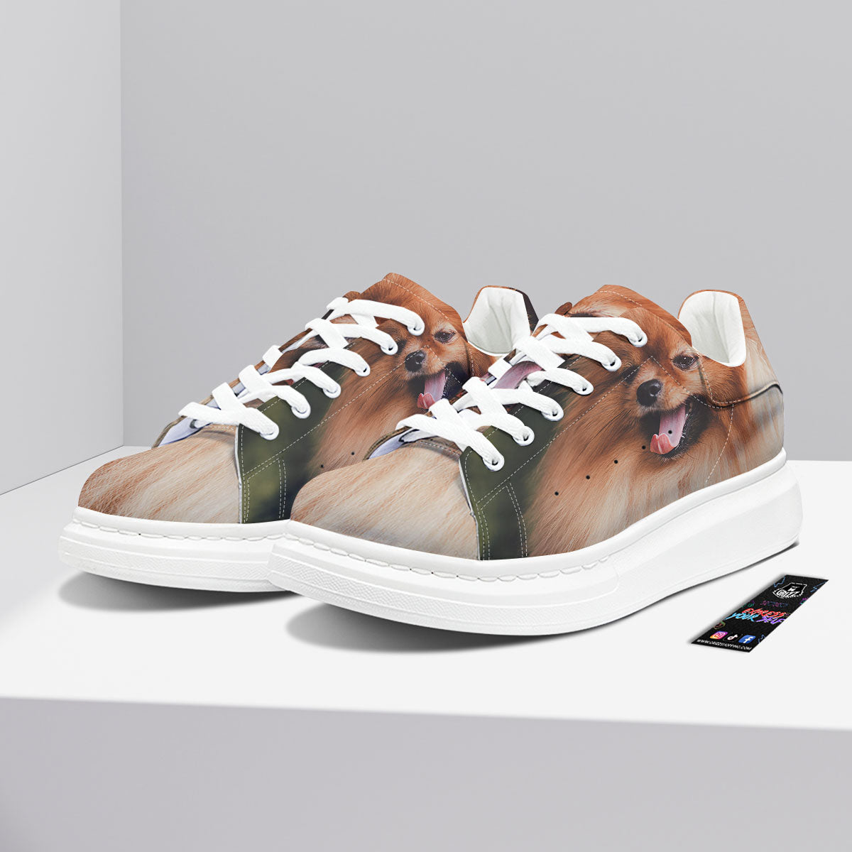 Portrait Vintage Pomeranian Platform Shoes-grizzshop