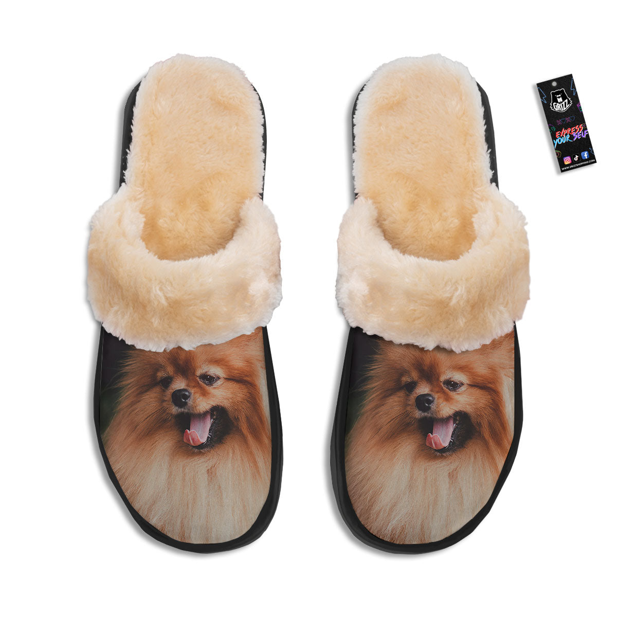 Portrait Vintage Pomeranian Slippers-grizzshop