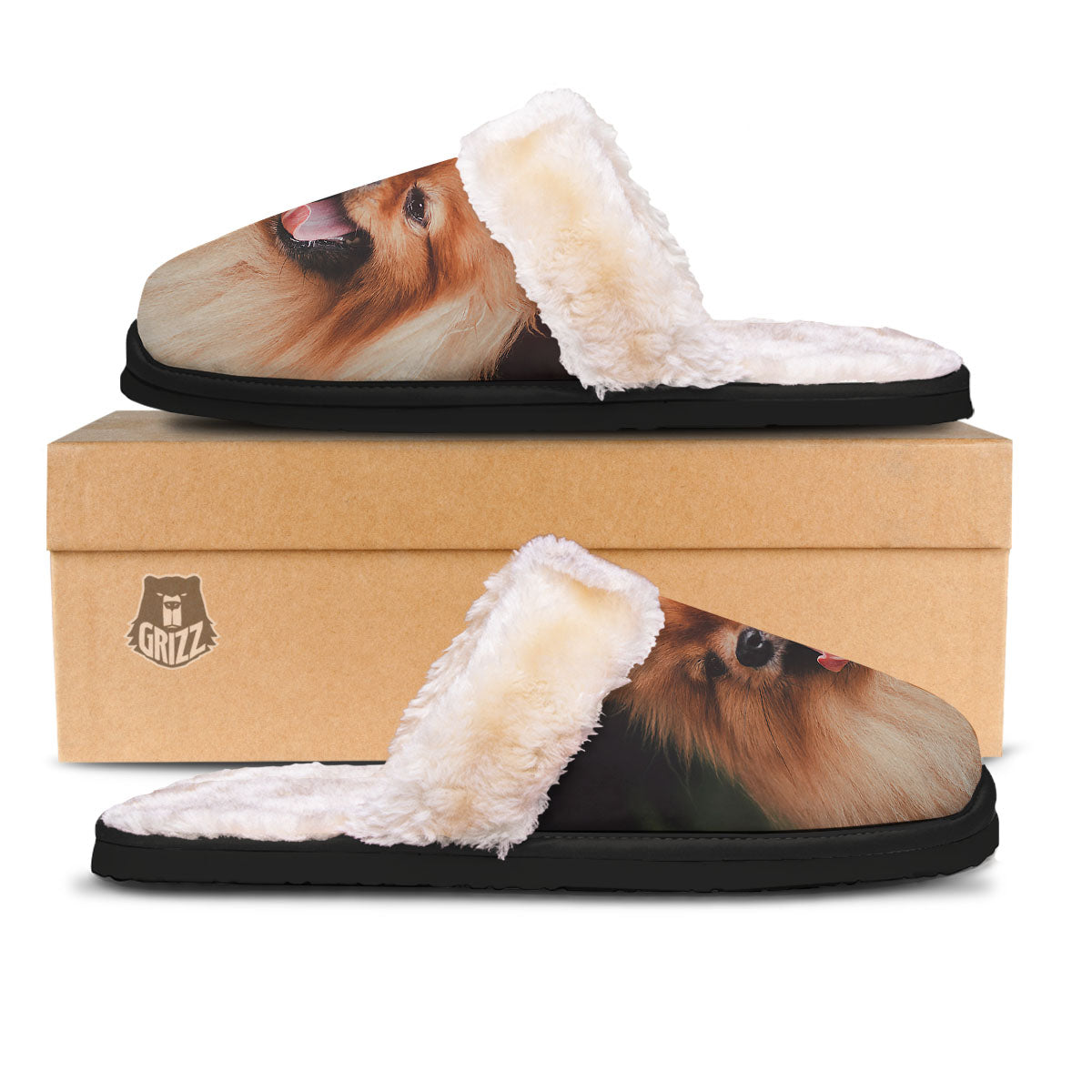 Portrait Vintage Pomeranian Slippers-grizzshop
