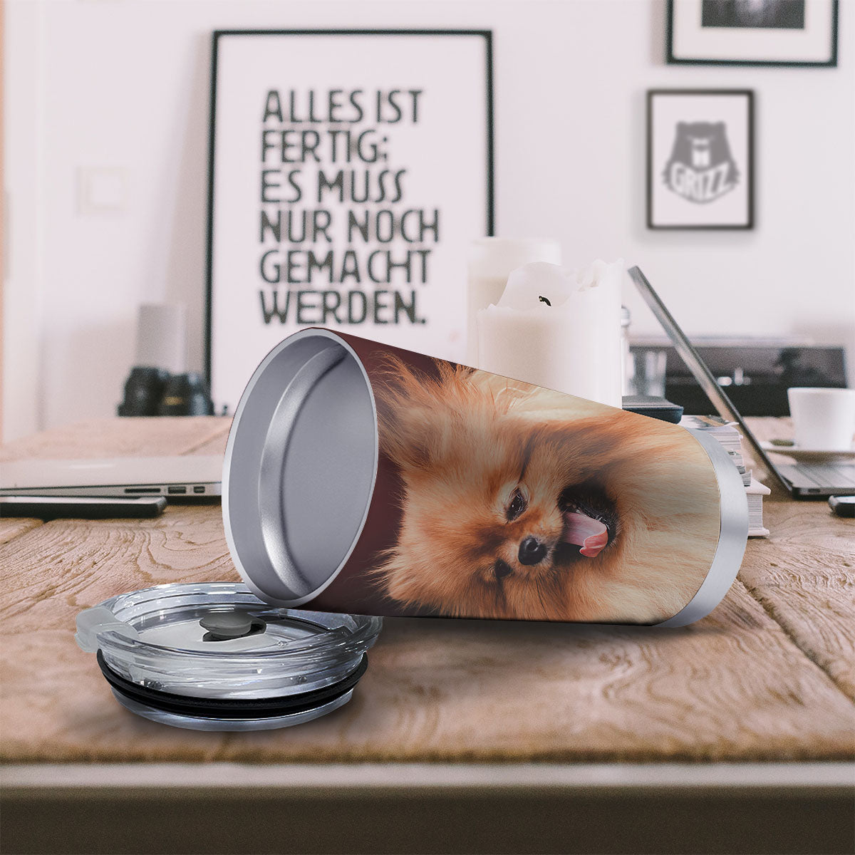 Portrait Vintage Pomeranian Tumbler-grizzshop