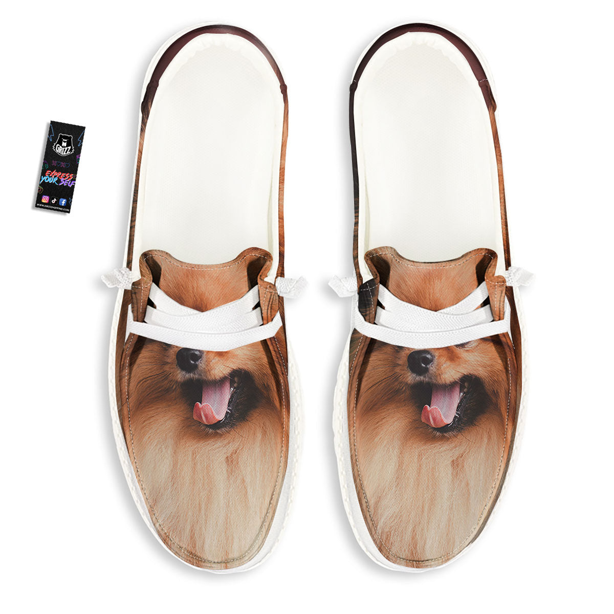 Portrait Vintage Pomeranian White Loafers-grizzshop