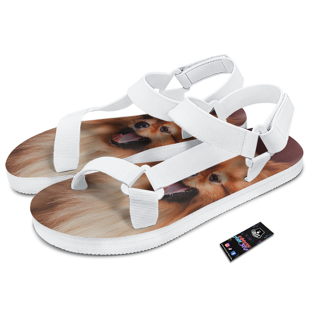 Portrait Vintage Pomeranian White Open Toe Sandals-grizzshop