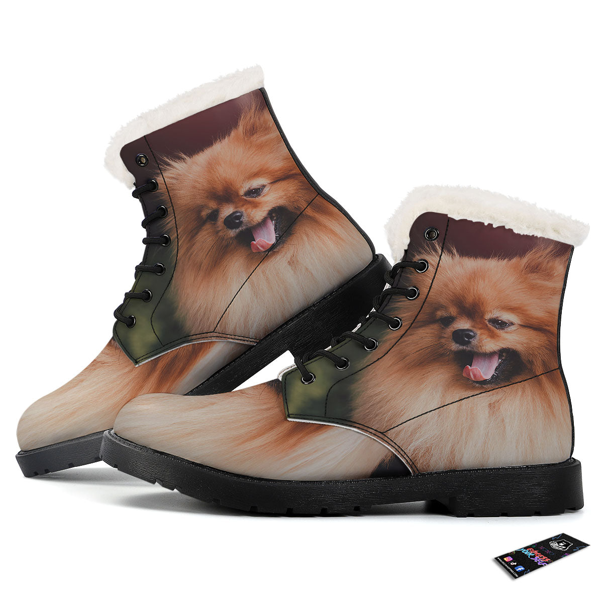 Portrait Vintage Pomeranian Winter Boots-grizzshop