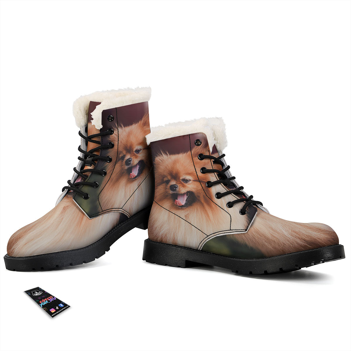 Portrait Vintage Pomeranian Winter Boots-grizzshop