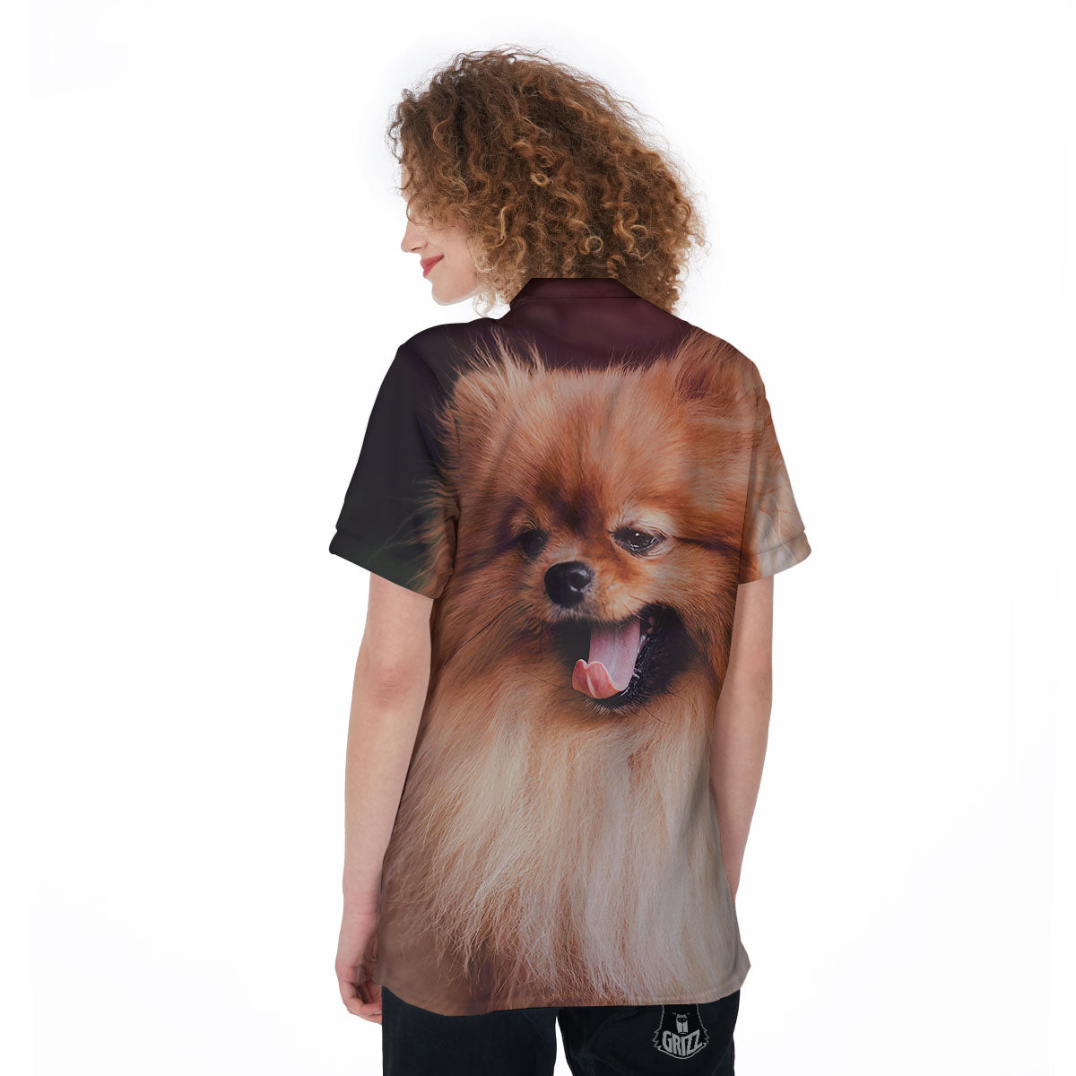Portrait Vintage Pomeranian Women's Golf Shirts-grizzshop