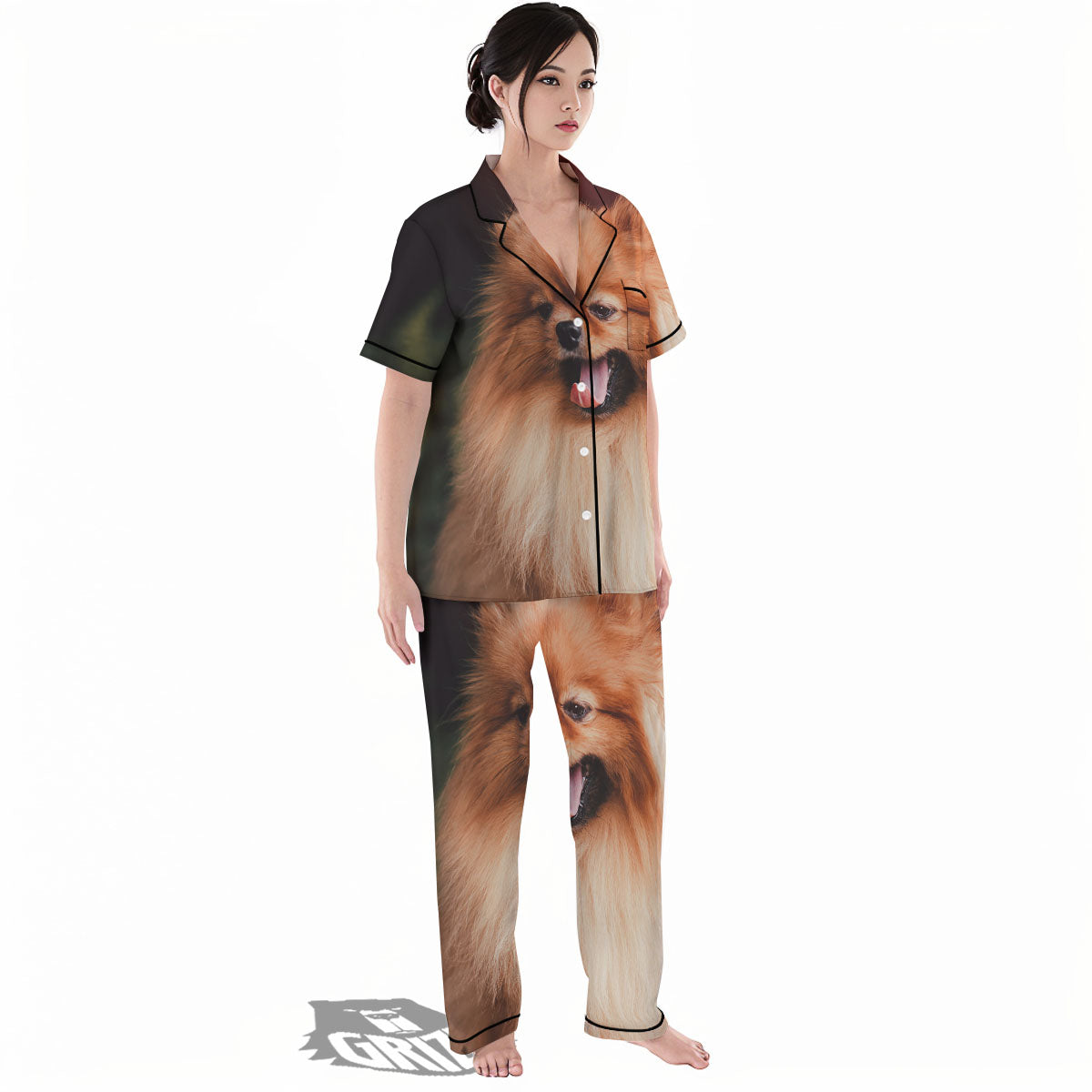 Portrait Vintage Pomeranian Women's Pajamas Set-grizzshop
