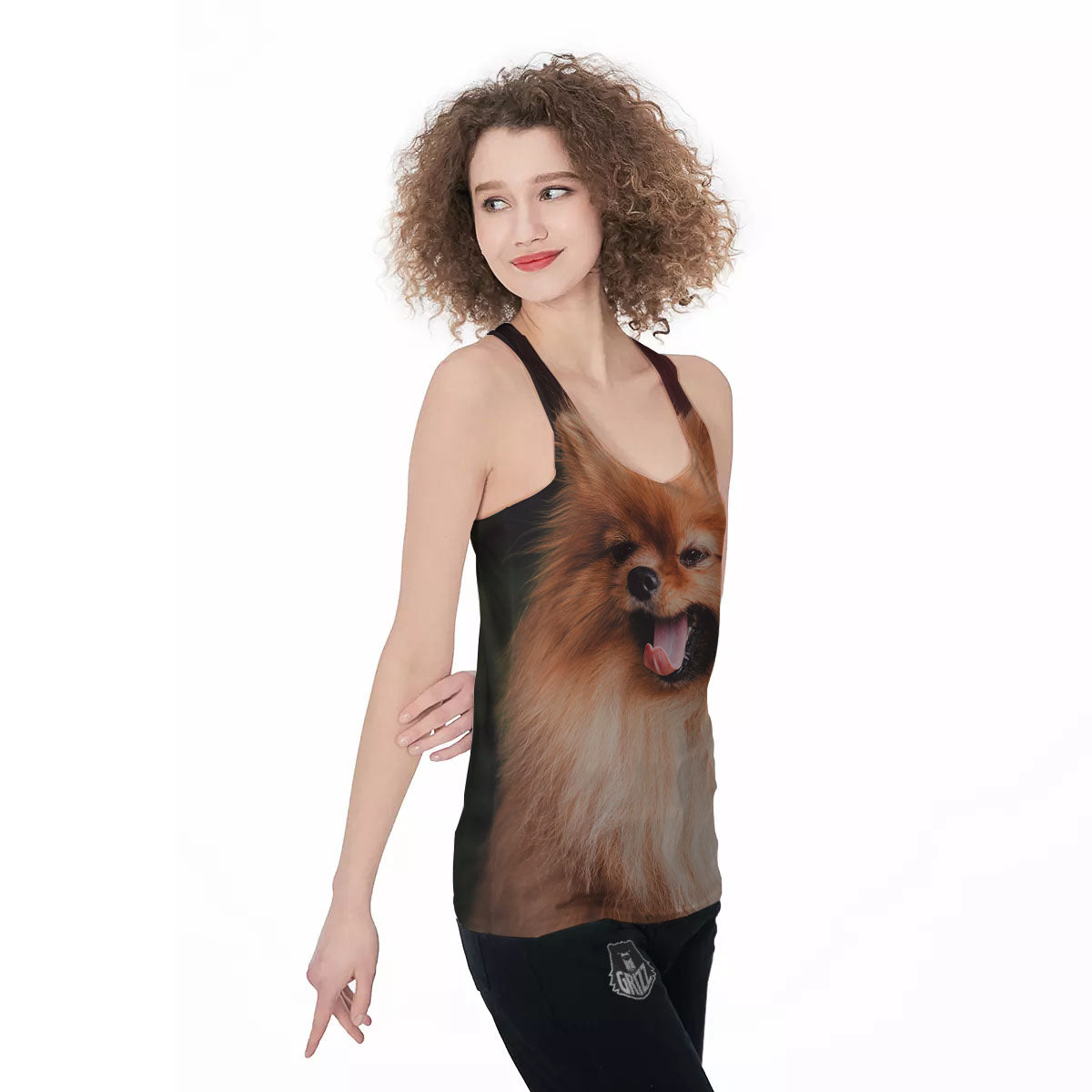 Portrait Vintage Pomeranian Women's Racerback Tank Top-grizzshop