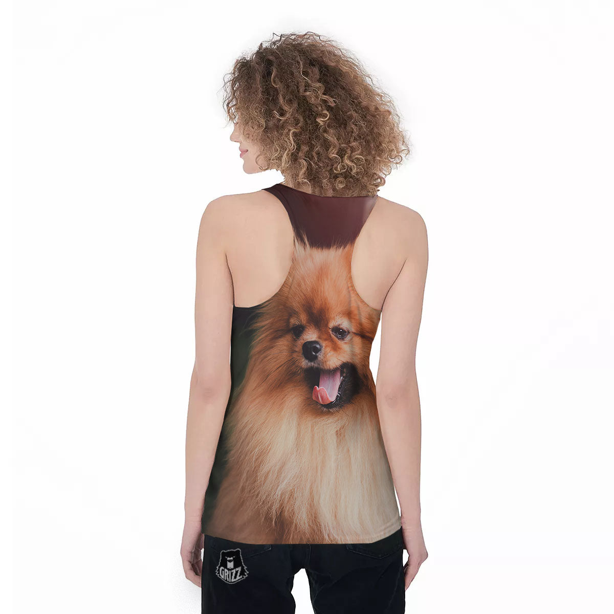 Portrait Vintage Pomeranian Women's Racerback Tank Top-grizzshop