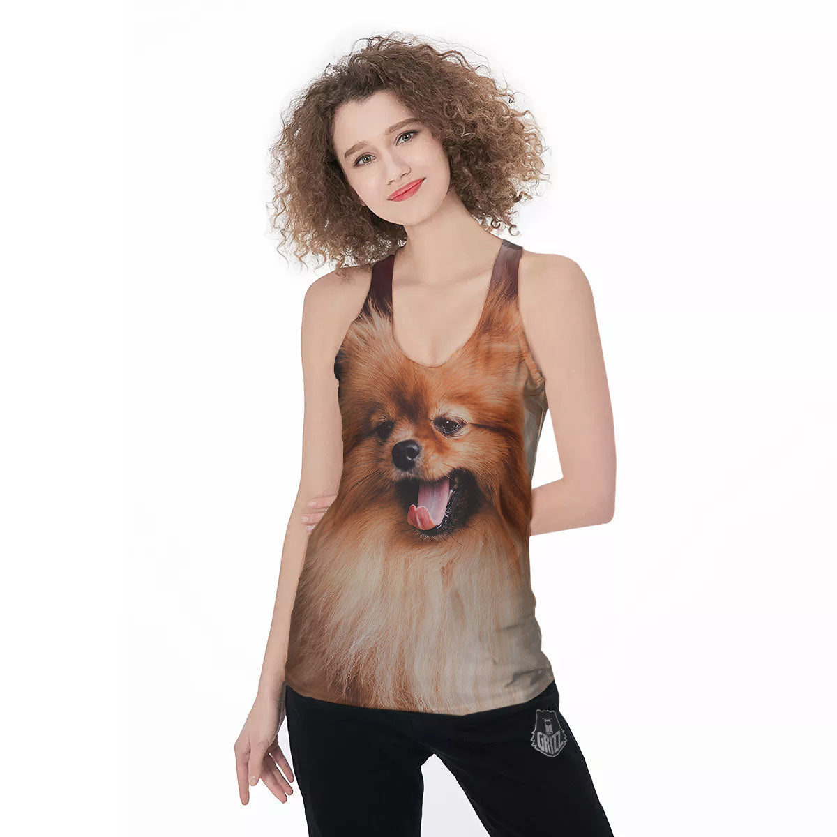 Portrait Vintage Pomeranian Women's Racerback Tank Top-grizzshop