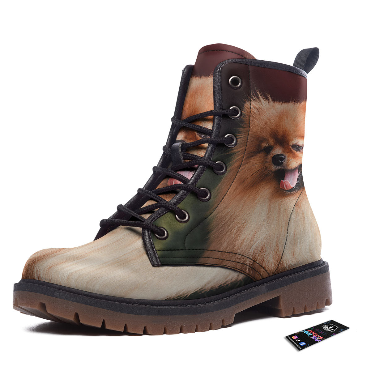 Portrait Vintage Pomeranian Work Boots-grizzshop