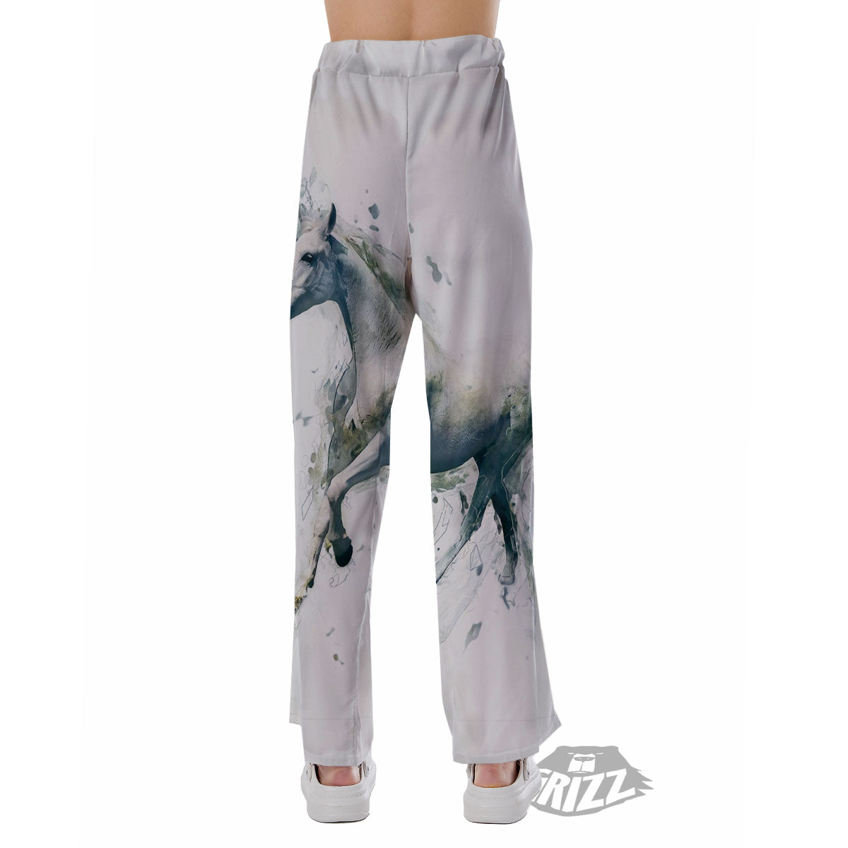 Portrait White Horse Print Pajama Pants-grizzshop