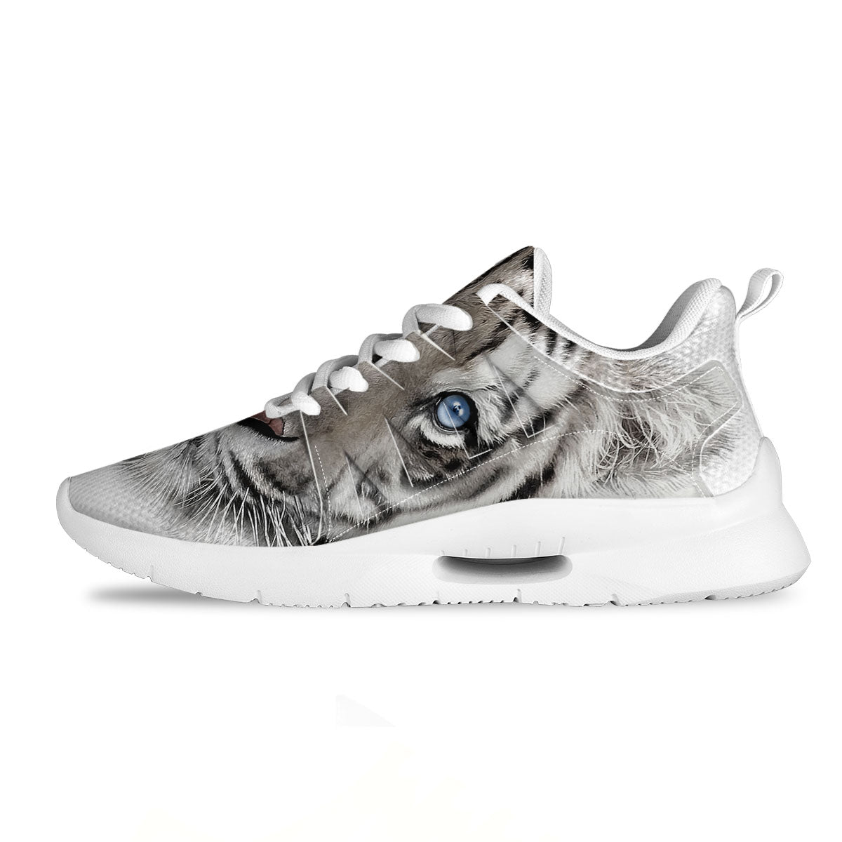 Portrait White Tiger Print Tennis Shoes-grizzshop