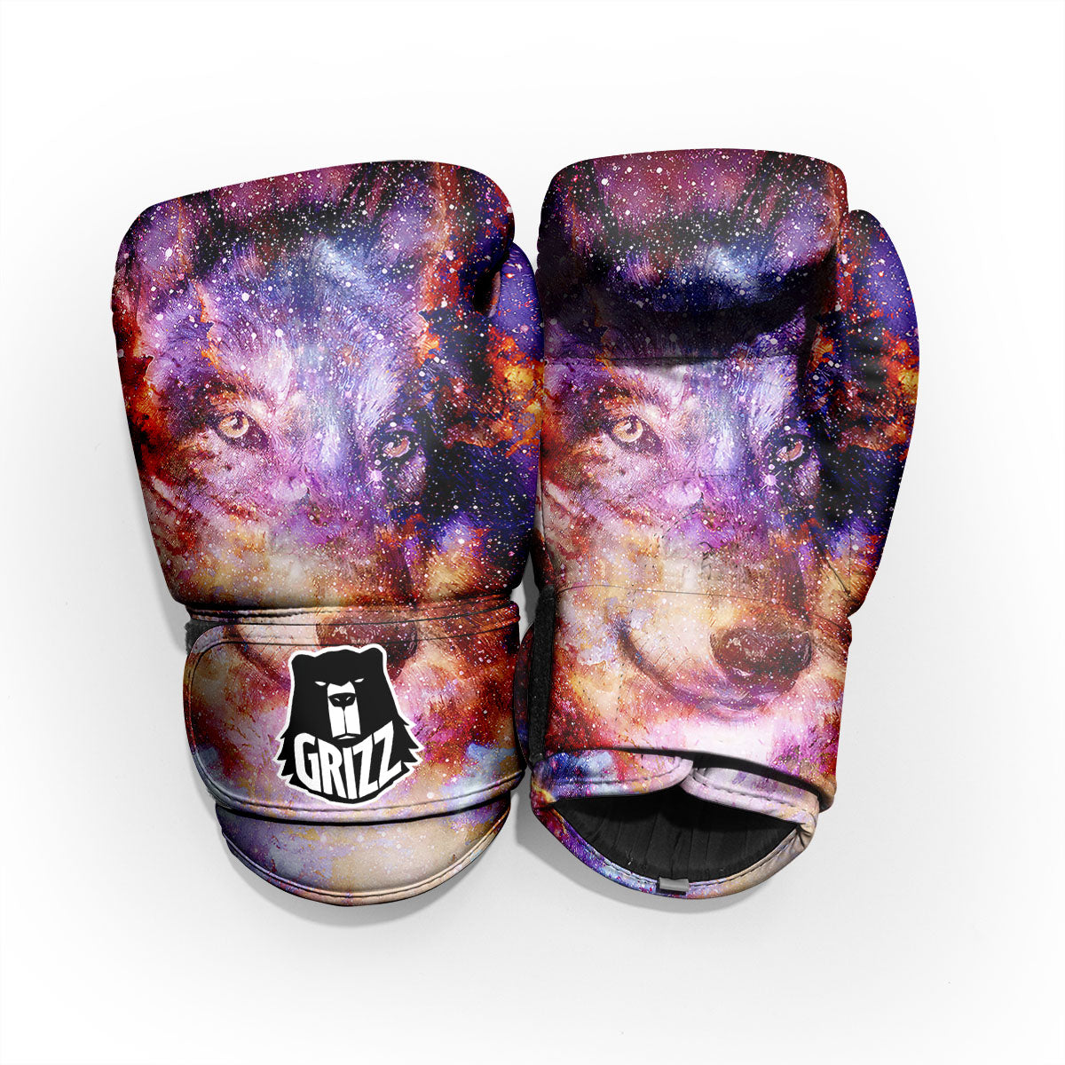 Portrait Wolf Galaxy Print Pro Boxing Glove