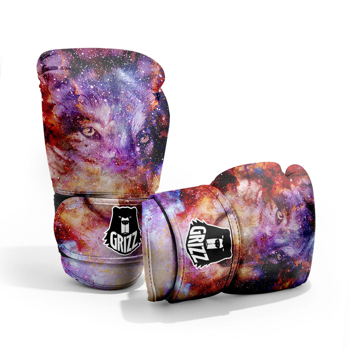 Portrait Wolf Galaxy Print Pro Boxing Glove