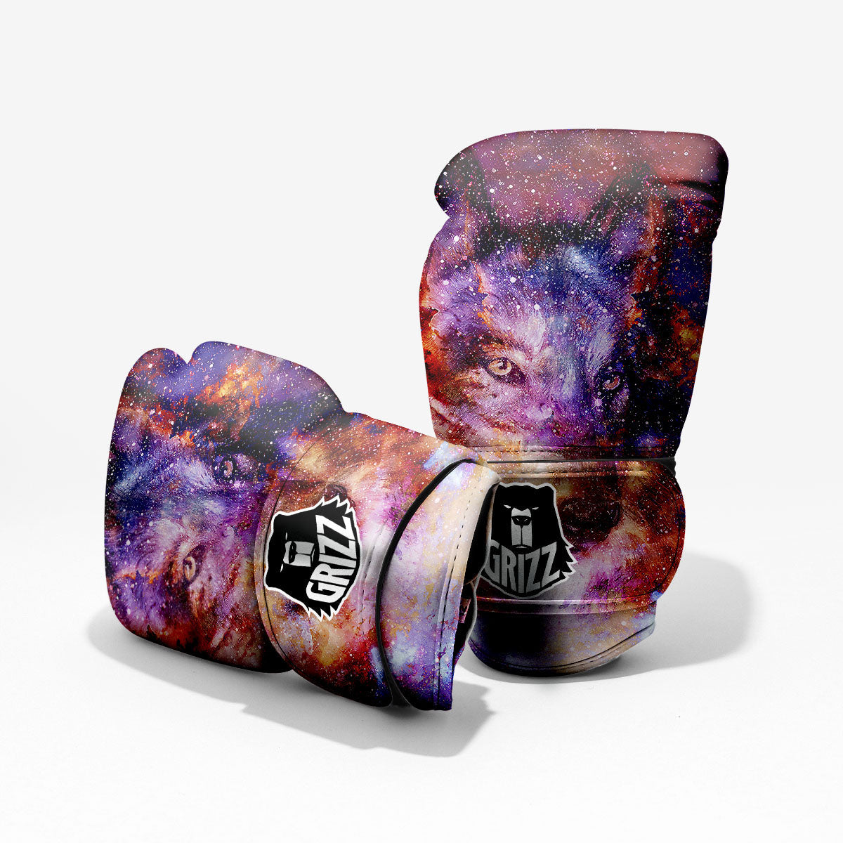 Portrait Wolf Galaxy Print Pro Boxing Glove
