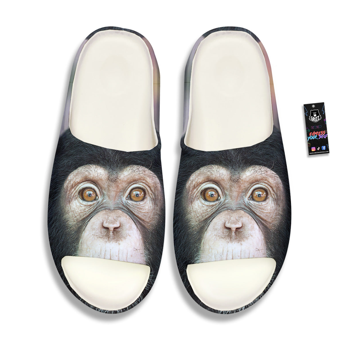 Portrait Chimpanzee Print Sandals-grizzshop