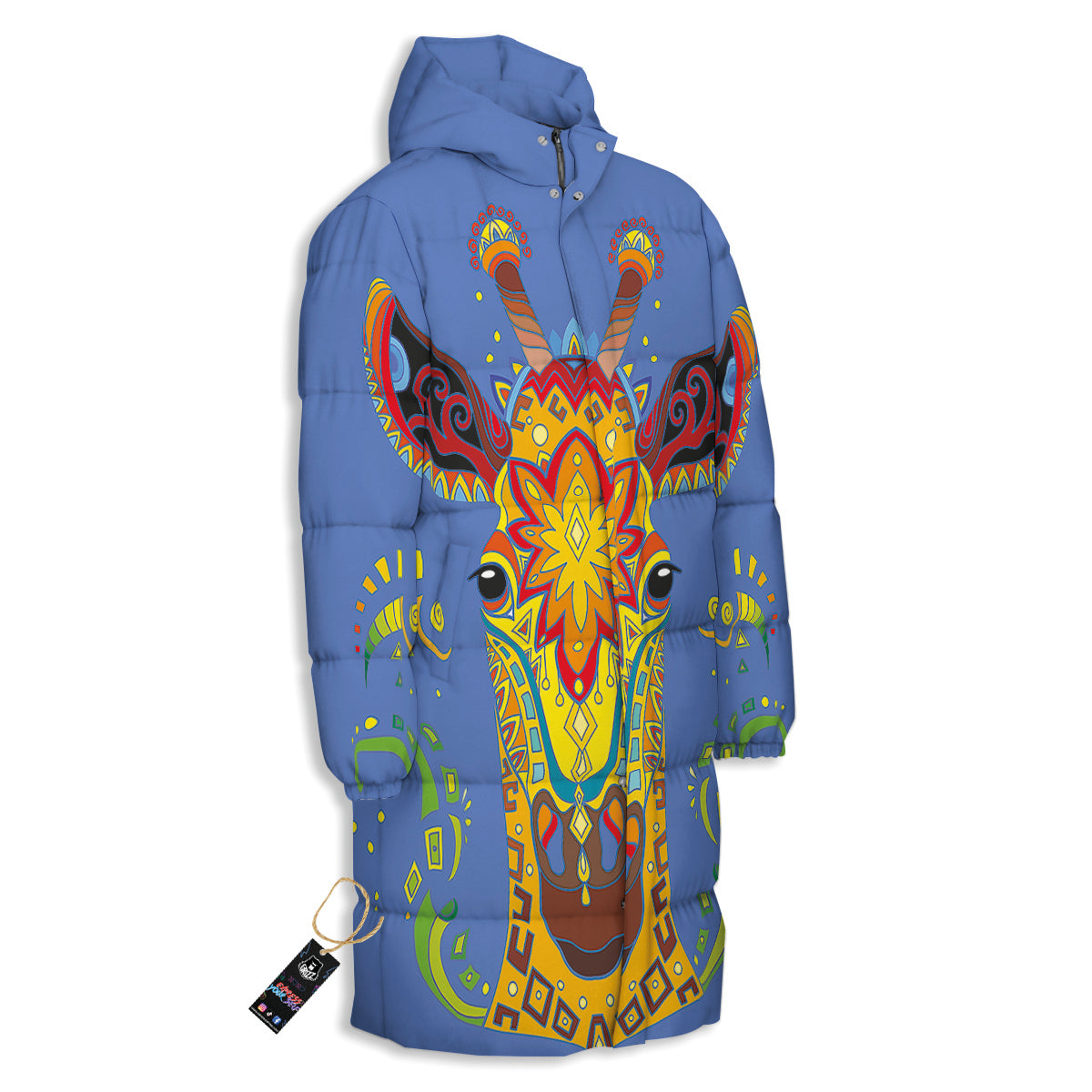 Portrait Giraffe Colorful Print Long Down Jacket
