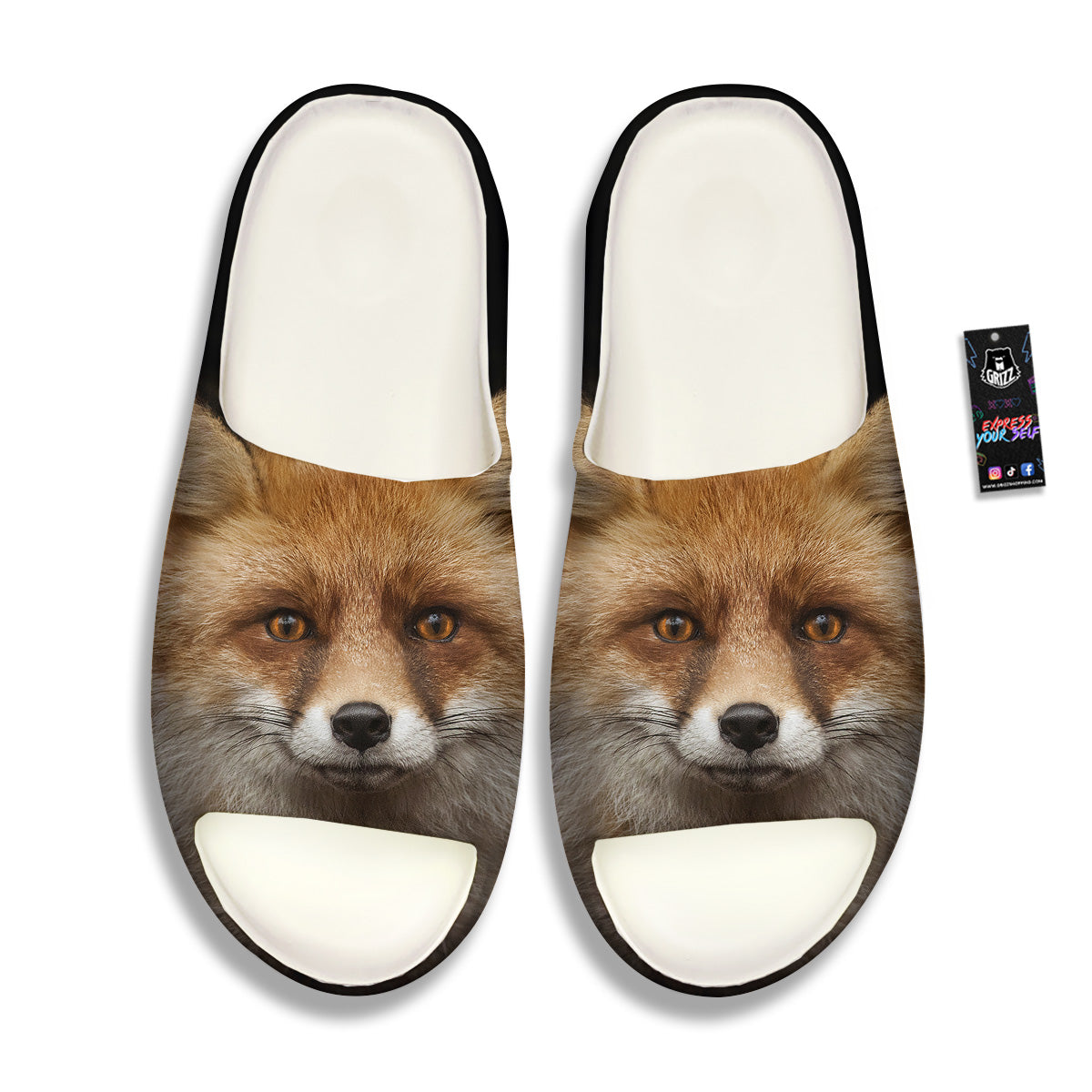 Portrait Head Fox Print Sandals-grizzshop