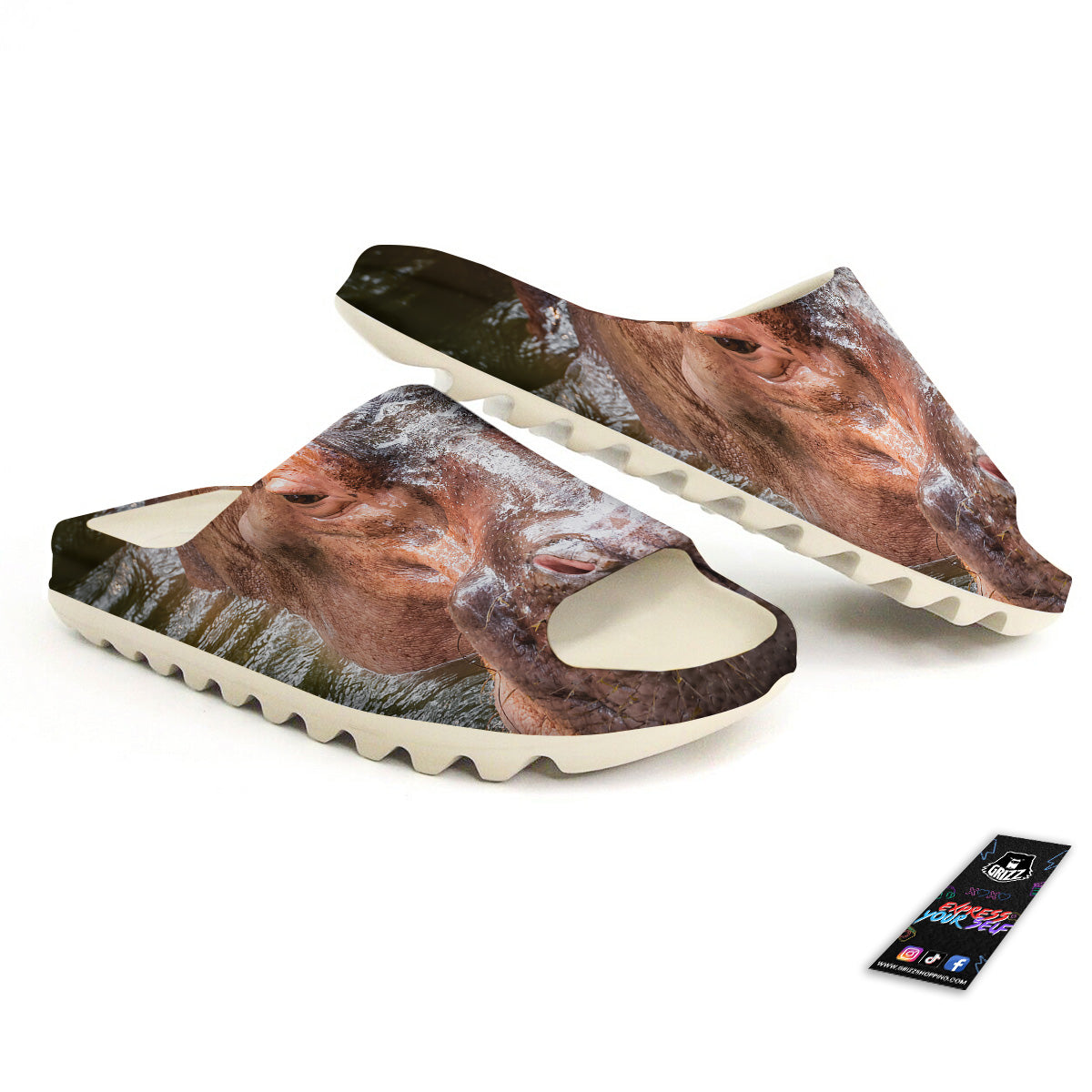 Portrait Hippo Print Sandals-grizzshop