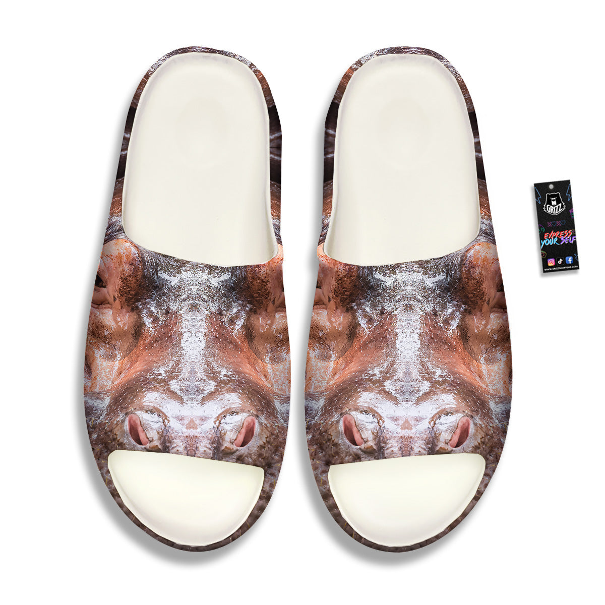 Portrait Hippo Print Sandals-grizzshop