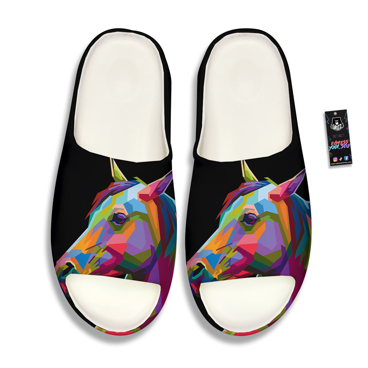 Portrait Horse Colorful Print Sandals-grizzshop