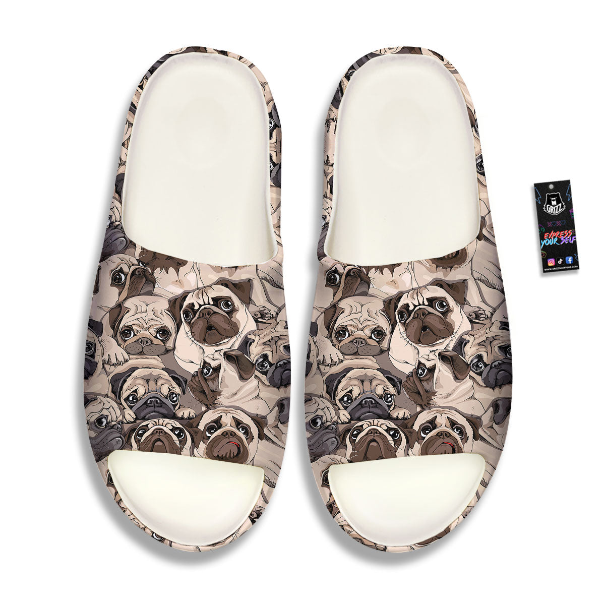 Portrait Pug Vintage Print Pattern Sandals-grizzshop