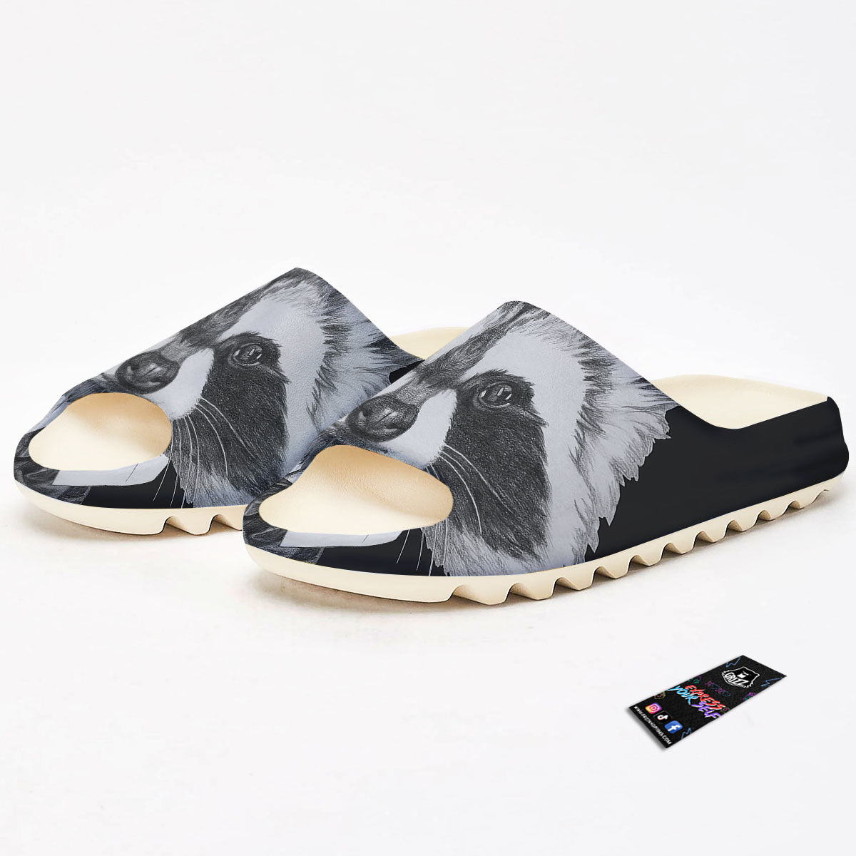 Portrait Raccoon Print Sandals-grizzshop