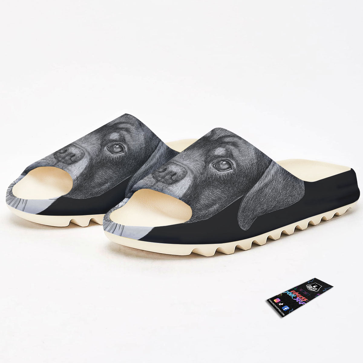 Portrait Rottweiler Vintage Print Sandals-grizzshop