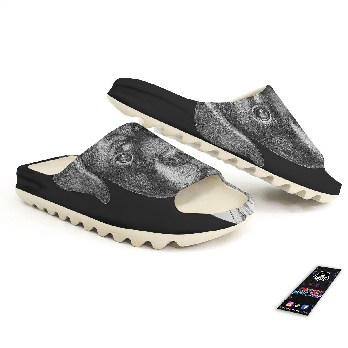 Portrait Rottweiler Vintage Print Sandals-grizzshop