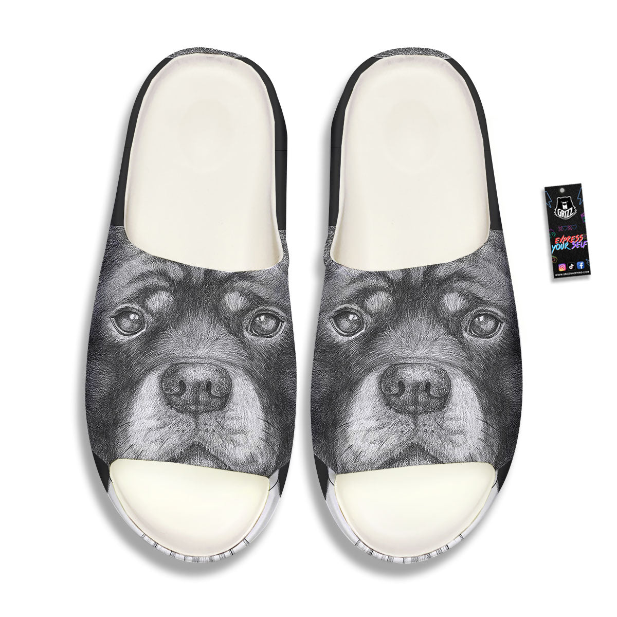Portrait Rottweiler Vintage Print Sandals-grizzshop