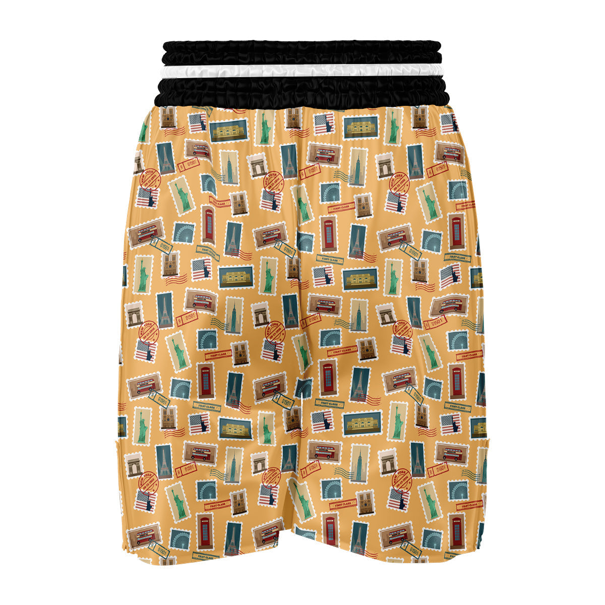 Postage Stamp Travel Print Pattern Boxing Shorts-grizzshop