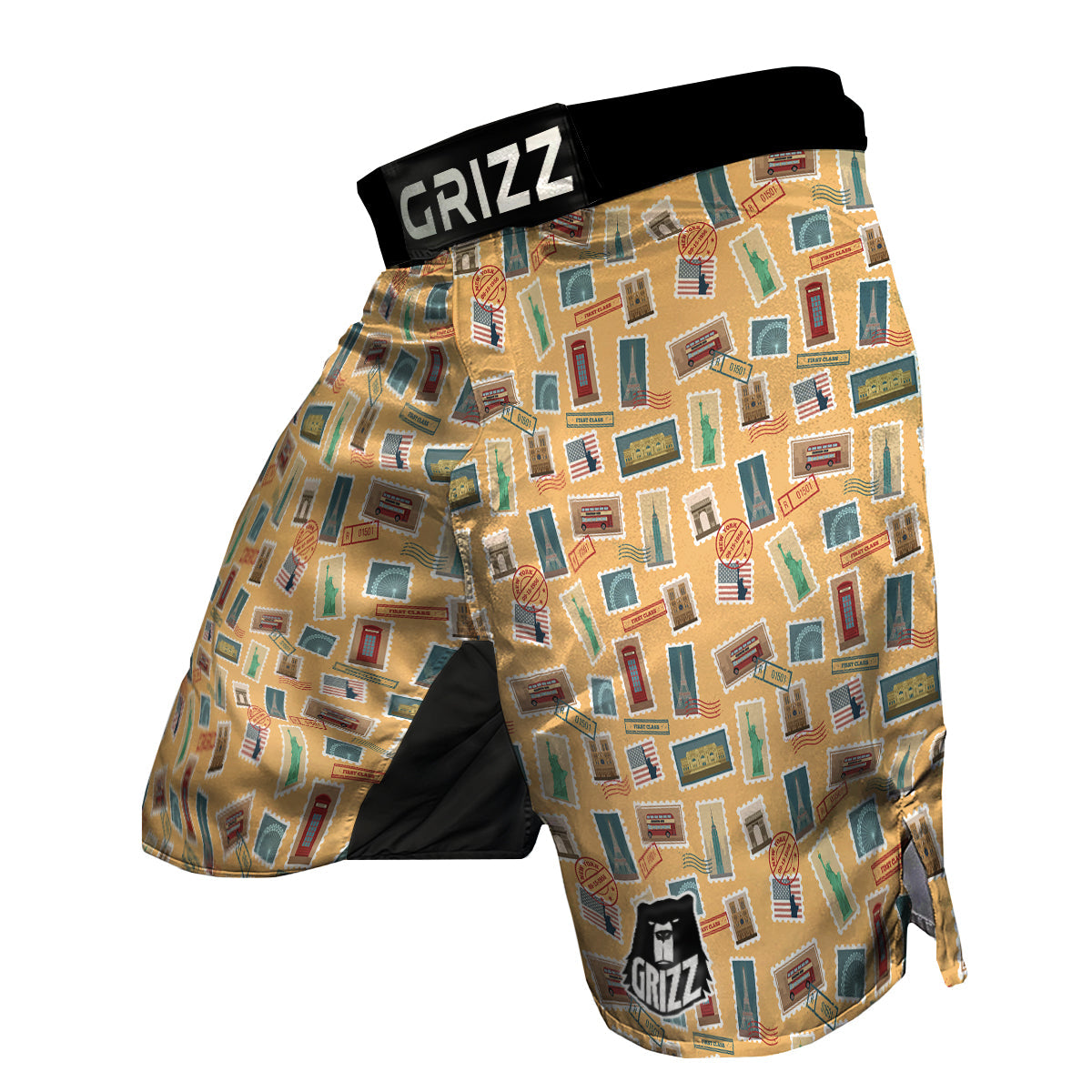 Postage Stamp Travel Print Pattern MMA Shorts-grizzshop