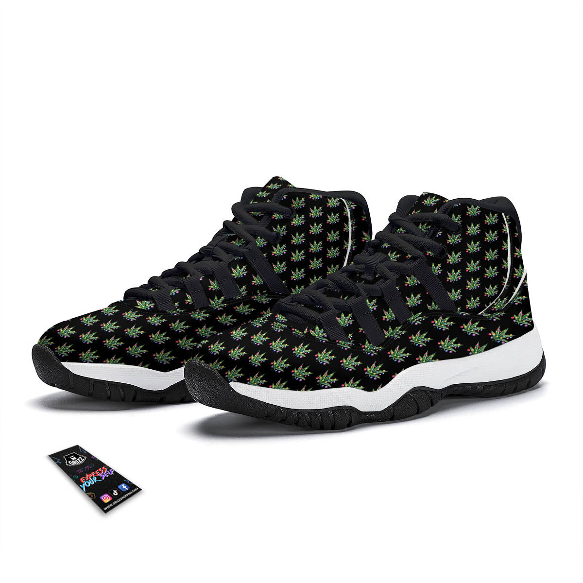 Pot Leaf Christmas Print Pattern Black Bball Shoes-grizzshop