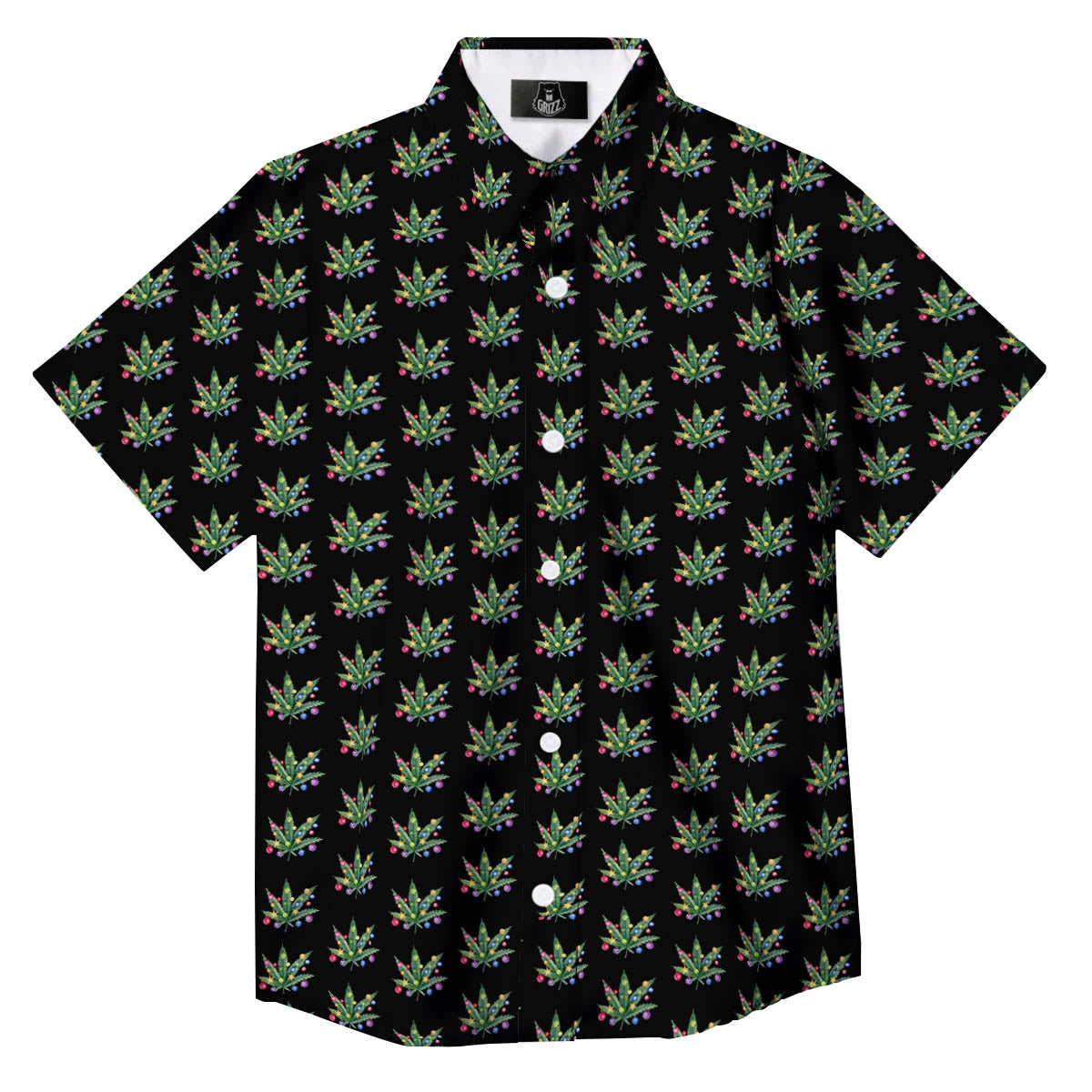 Pot Leaf Christmas Print Pattern Button Up Shirt-grizzshop