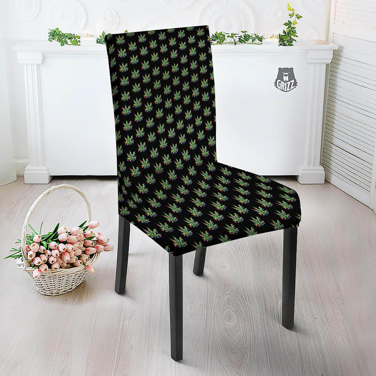 Pot Leaf Christmas Print Pattern Dining Chair Slipcover-grizzshop