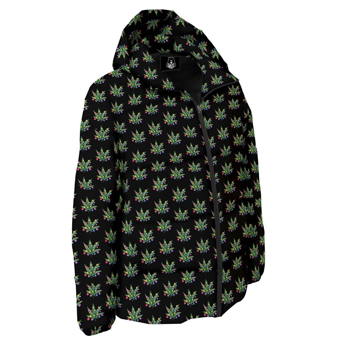 Pot Leaf Christmas Print Pattern Down Jacket-grizzshop