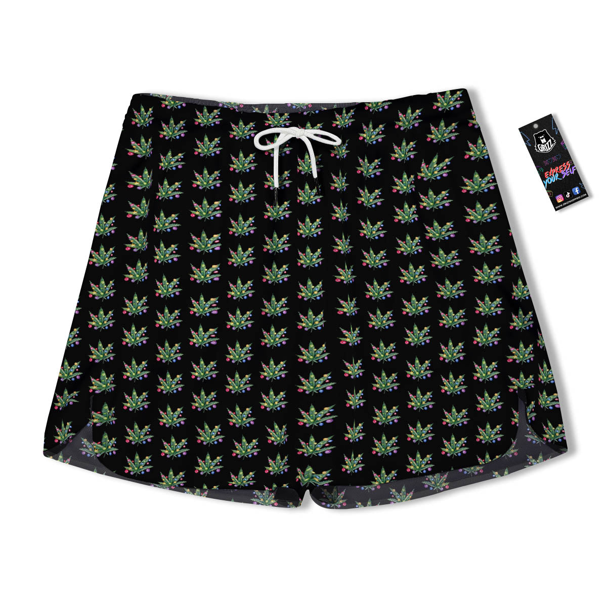 Pot Leaf Christmas Print Pattern Men's Running Shorts-grizzshop