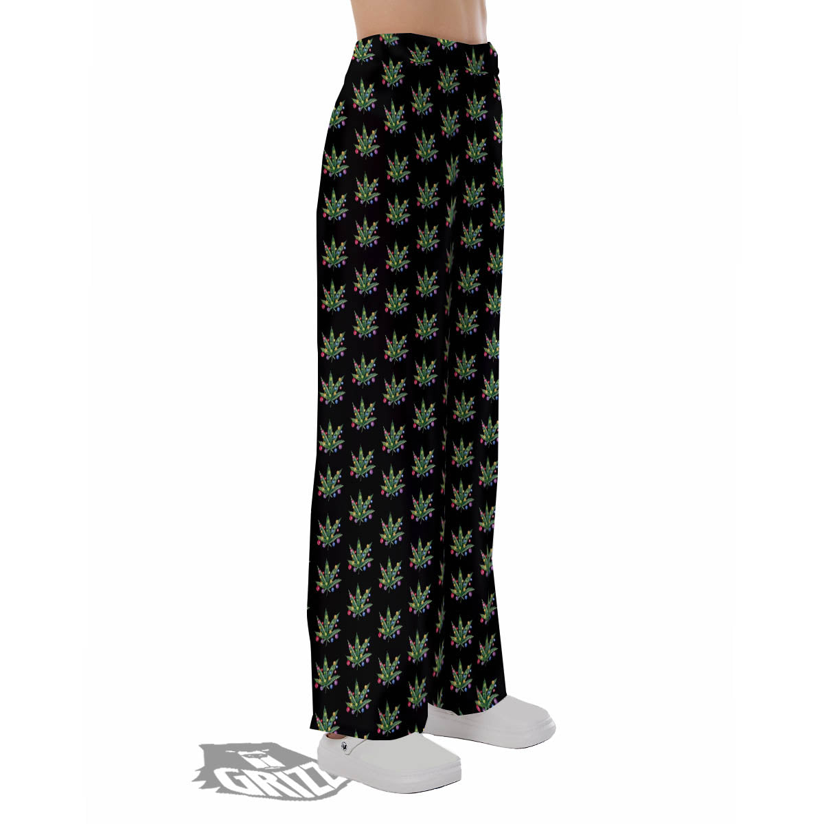 Pot Leaf Christmas Print Pattern Pajama Pants-grizzshop
