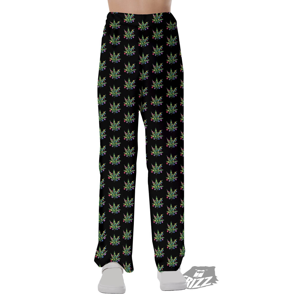 Pot Leaf Christmas Print Pattern Pajama Pants-grizzshop