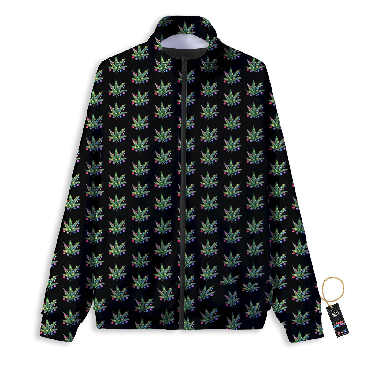 Pot Leaf Christmas Print Pattern Track Jacket-grizzshop