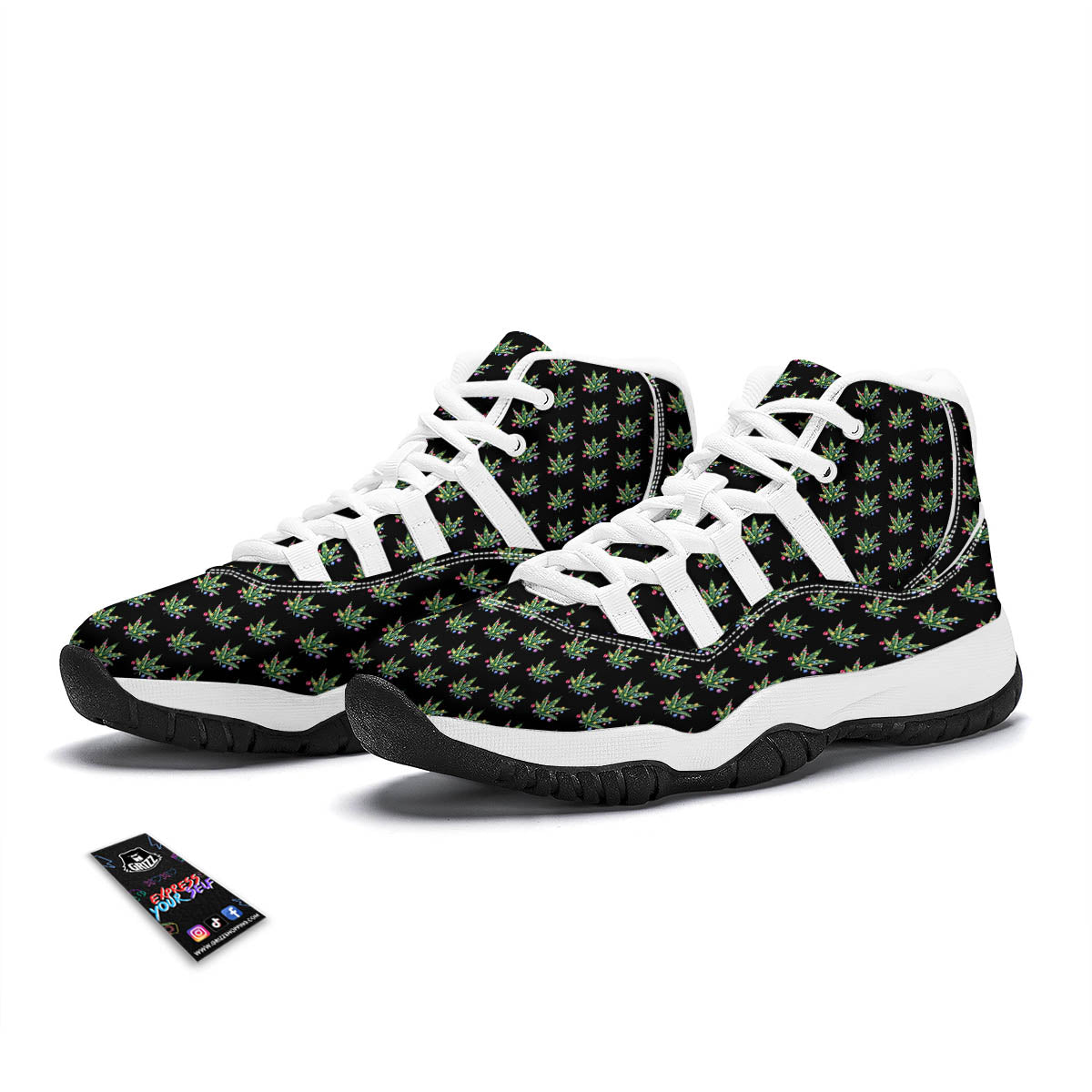 Pot Leaf Christmas Print Pattern White Bball Shoes-grizzshop