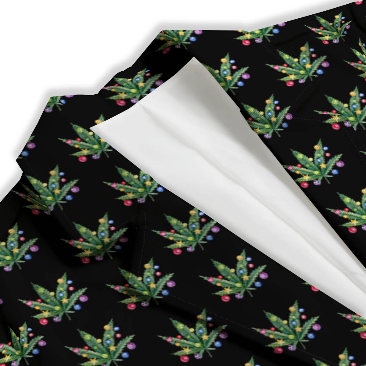 Pot Leaf Christmas Print Pattern Women's Blazer-grizzshop
