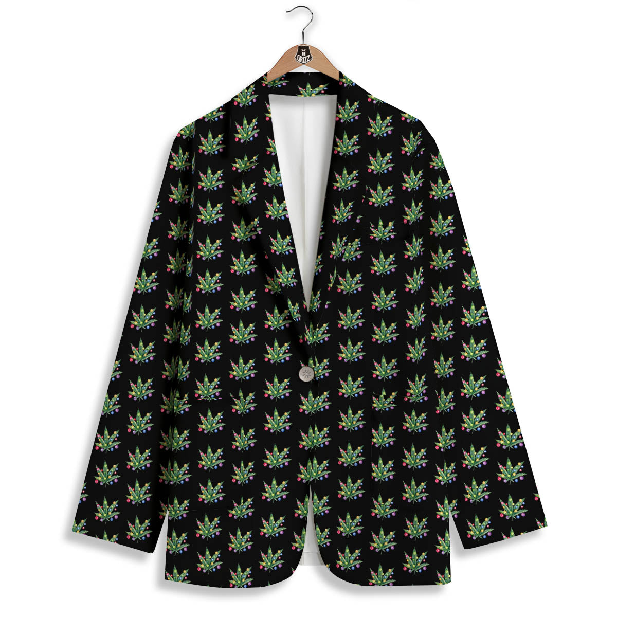 Pot Leaf Christmas Print Pattern Women's Blazer-grizzshop