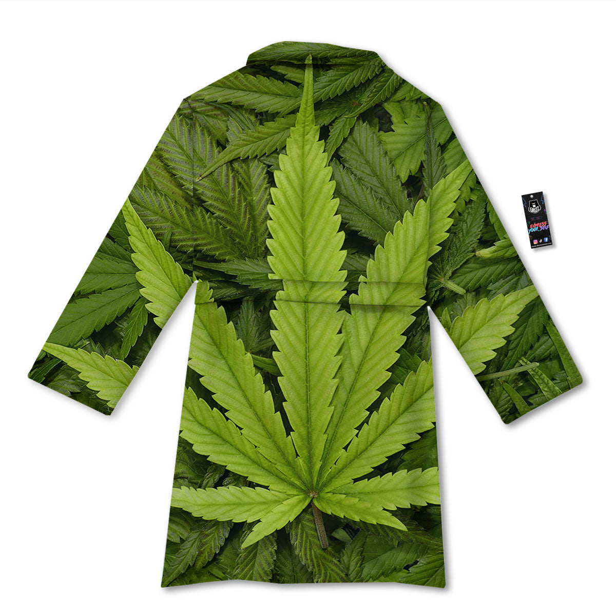 Pot Leaf Green Print Bathrobe-grizzshop